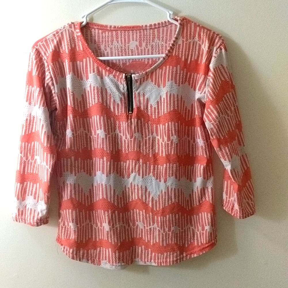 3/$23 Patterned Coral Zip Top